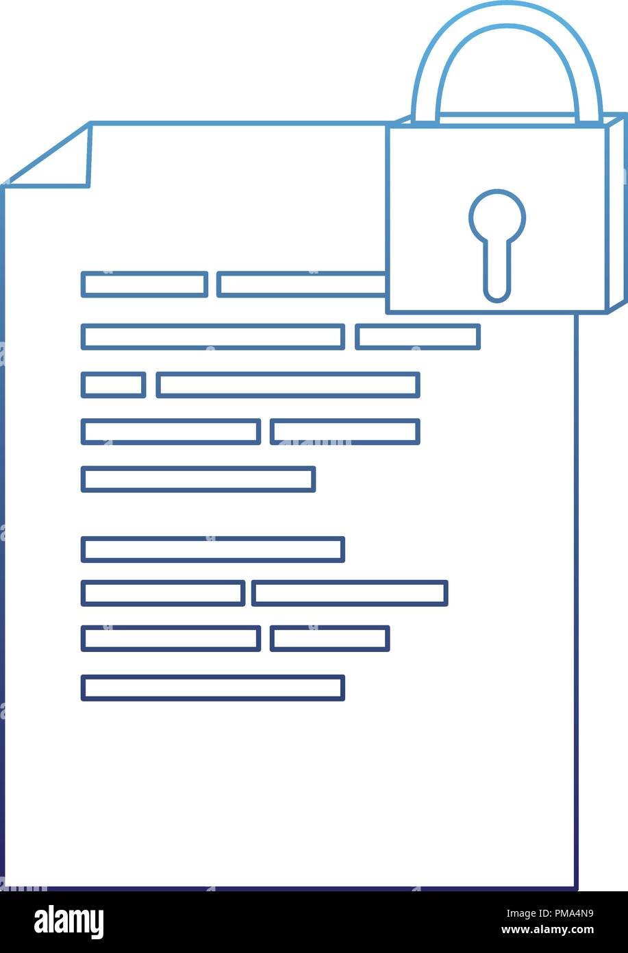 degraded outline document with program code and closed padlock Stock ...