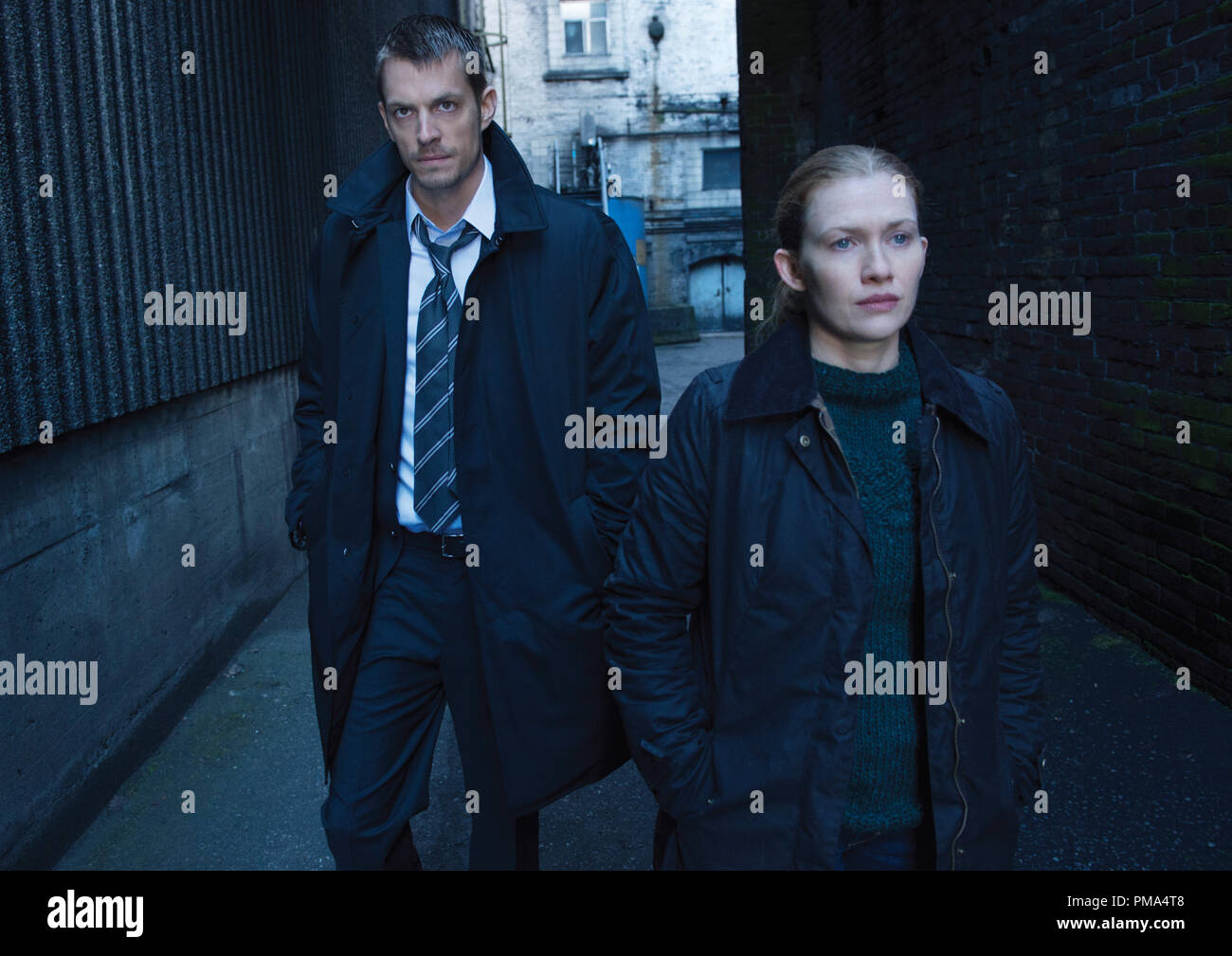 Stephen Holder (Joel Kinnaman) and Sarah Linden (Mireille Enos) The