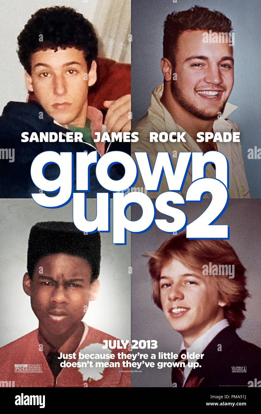 Columbia Pictures' GROWN UPS 2 Poster Marcus Higgins (David Spade), Lenny Feder (Adam Sandler), Kurt McKenzi (Chris Rock) and Eric Lamonsoff (Kevin James) Stock Photo