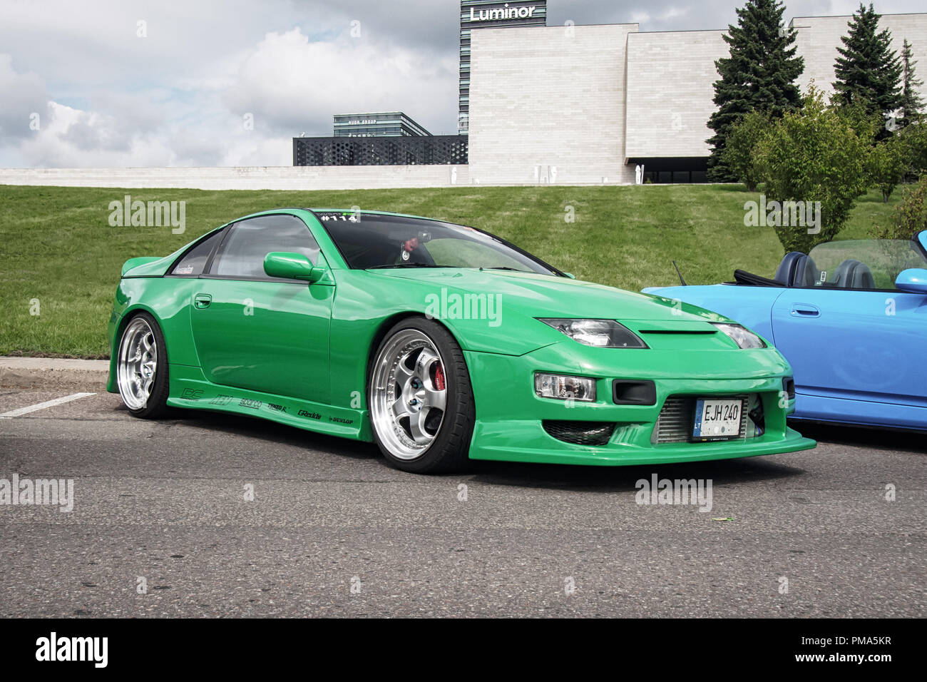 VILNIUS, LITHUANIA-AUGUST 26, 2018: Green Nissan 300 ZX Z 32 at the city streets. Stock Photo