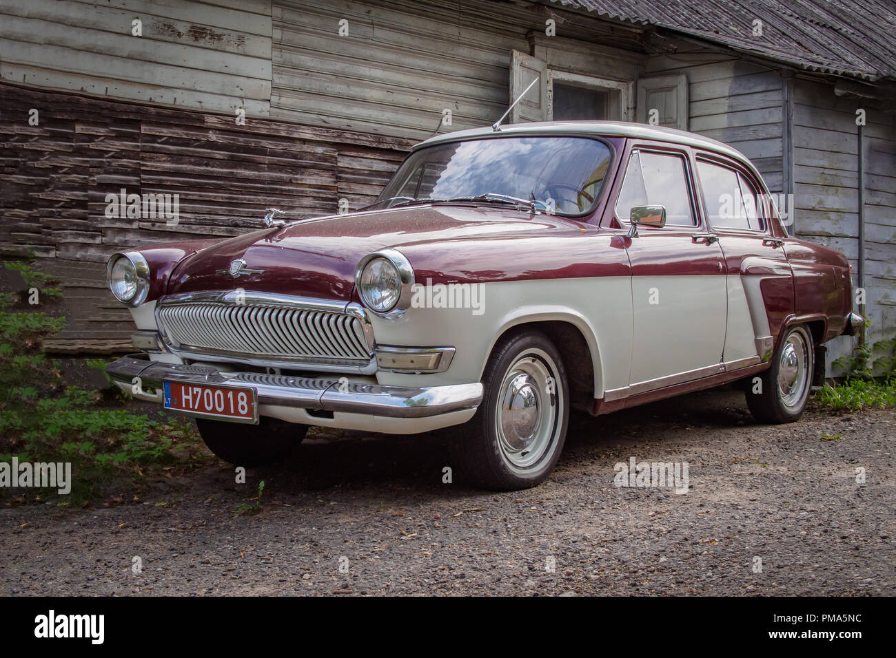 VILNIUS, LITHUANIA-SEPTEMBER 17, 2018: Soviet car GAZ M21 Volga in the Riga Motor Museum. Stock Photo