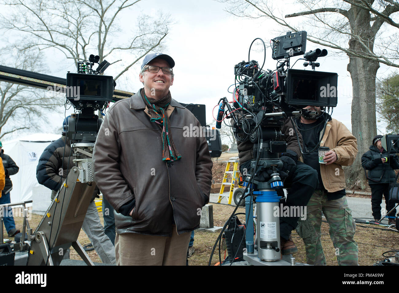 Adam McKay on the set of  ANCHORMAN 2: THE LEGEND CONTINUES to be released by Paramount Pictures. Stock Photo