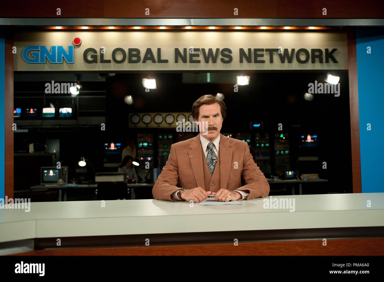 Will Ferrell as Ron Burgundy in ANCHORMAN 2: THE LEGEND CONTINUES to be released by Paramount Pictures. Stock Photo