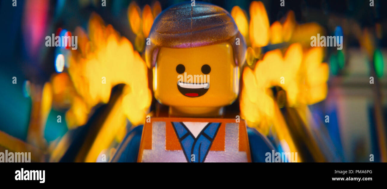 LEGO minifigure Emmet voiced by CHRIS PRATT in the 3D computer