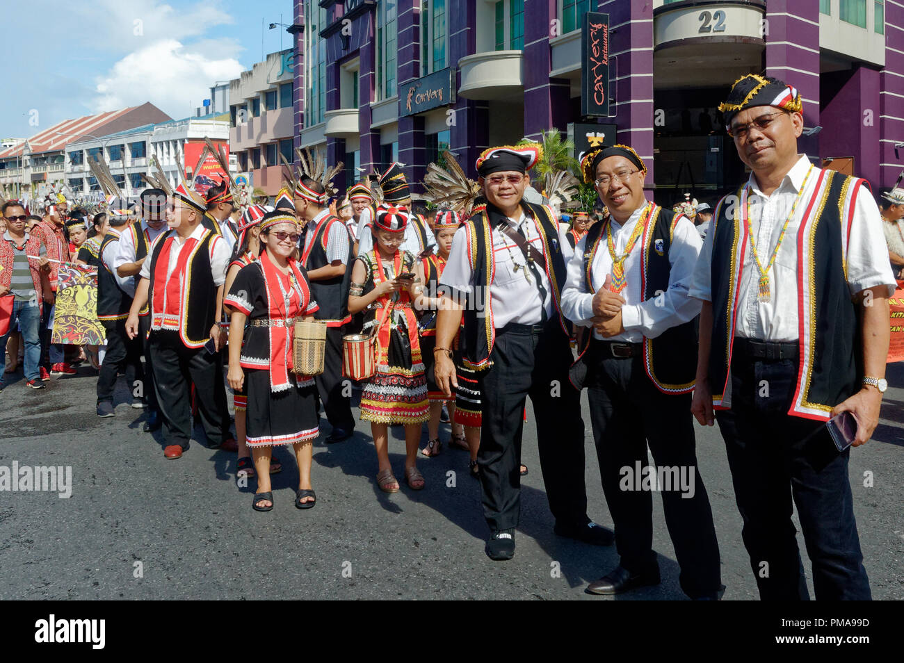 Kuching Sarawak , Gawai march, Bidayu group in traditional dress