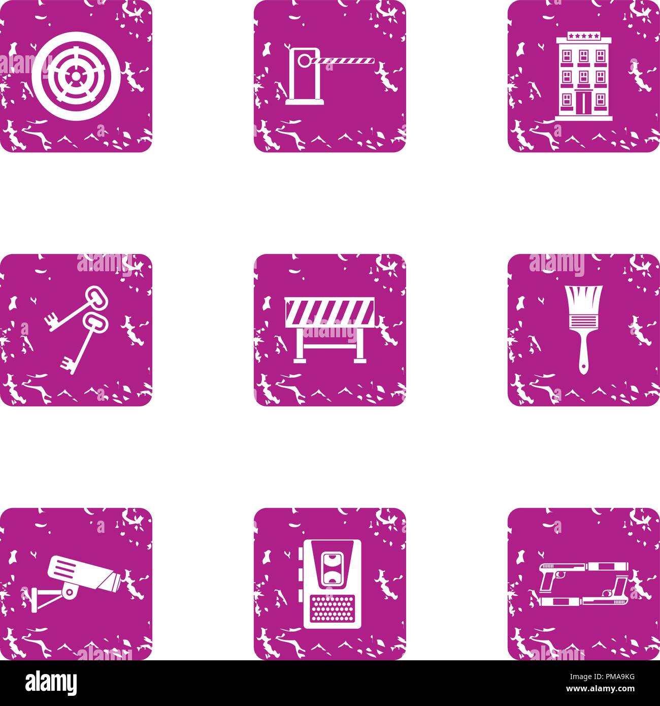 Watch icons set, grunge style Stock Vector