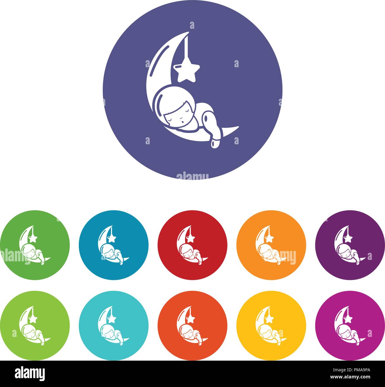 Sleeping girl icons set vector color Stock Vector Image & Art - Alamy