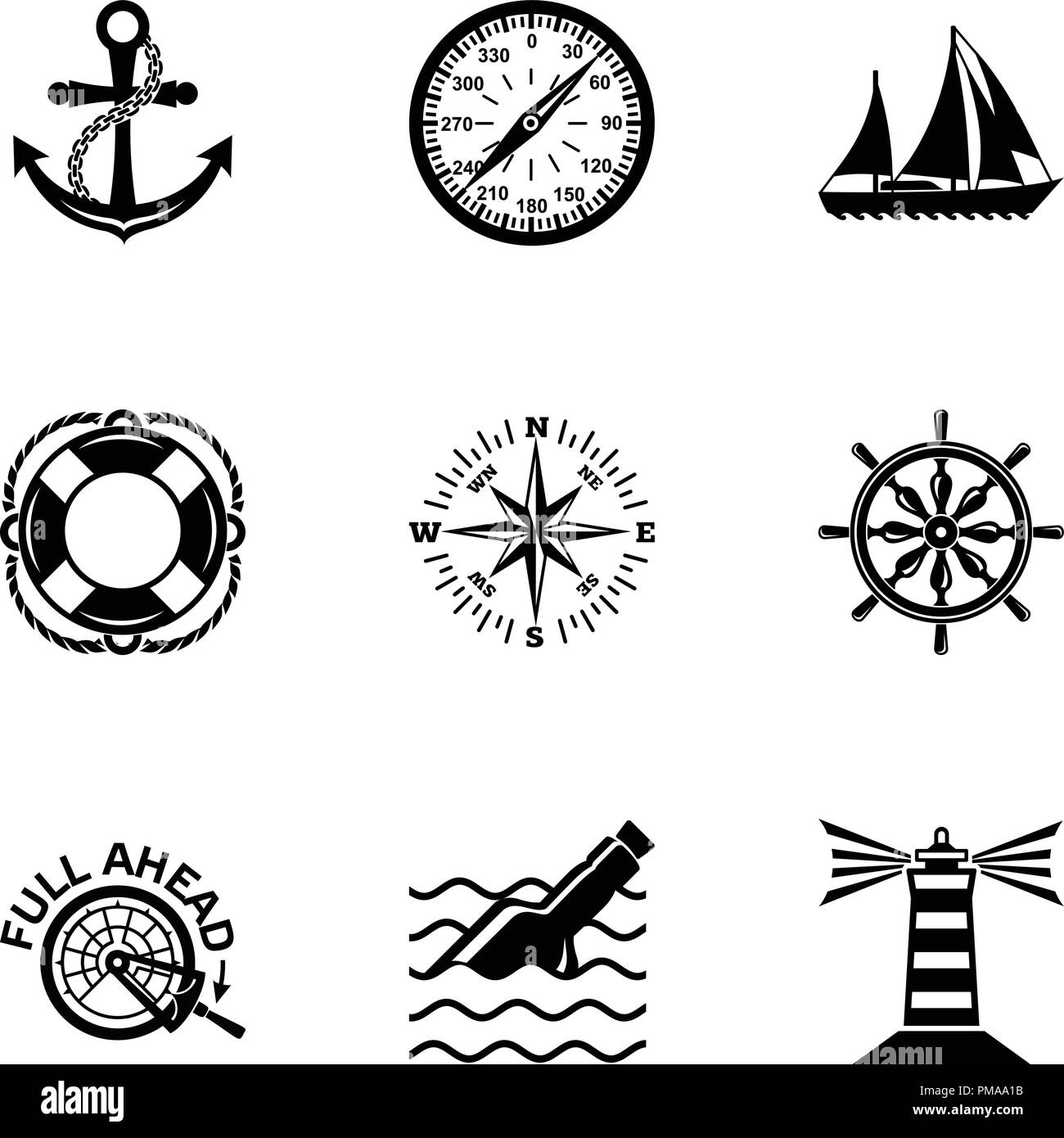 Waterway icons set, simple style Stock Vector Image & Art - Alamy