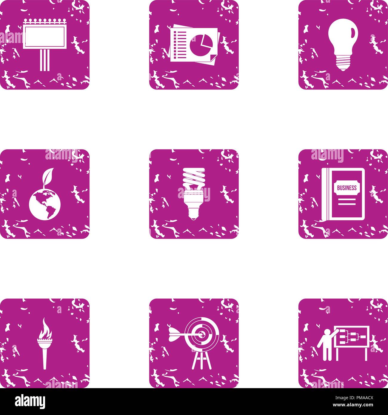 Energy development icons set, grunge style Stock Vector