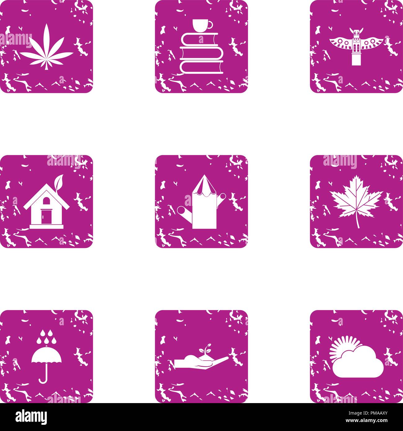 Economic knowledge icons set, grunge style Stock Vector