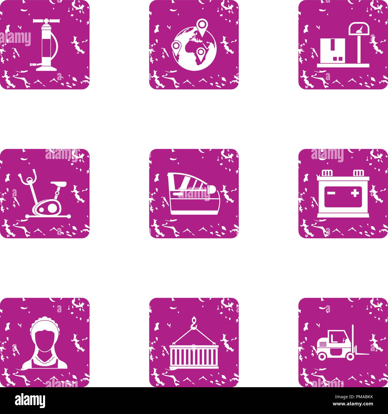 Courier service icons set, grunge style Stock Vector