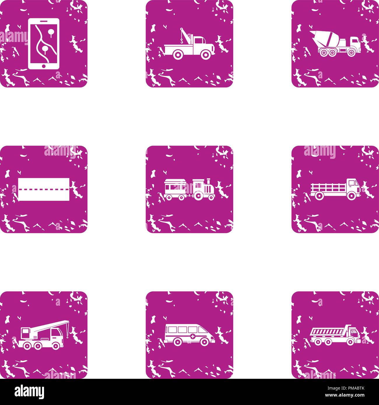 Huge machine icons set, grunge style Stock Vector