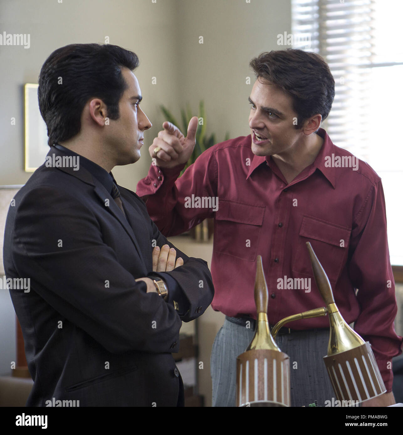 (L-r) JOHN LLOYD YOUNG as Frankie Valli and VINCENT PIAZZA as Tommy DeVito in Warner Bros. Pictures' musical 'JERSEY BOYS,' a Warner Bros. Pictures release. Stock Photo