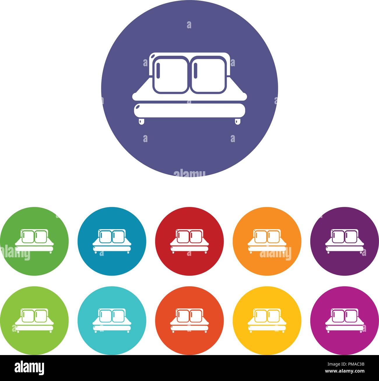 Double bed icons set vector color Stock Vector