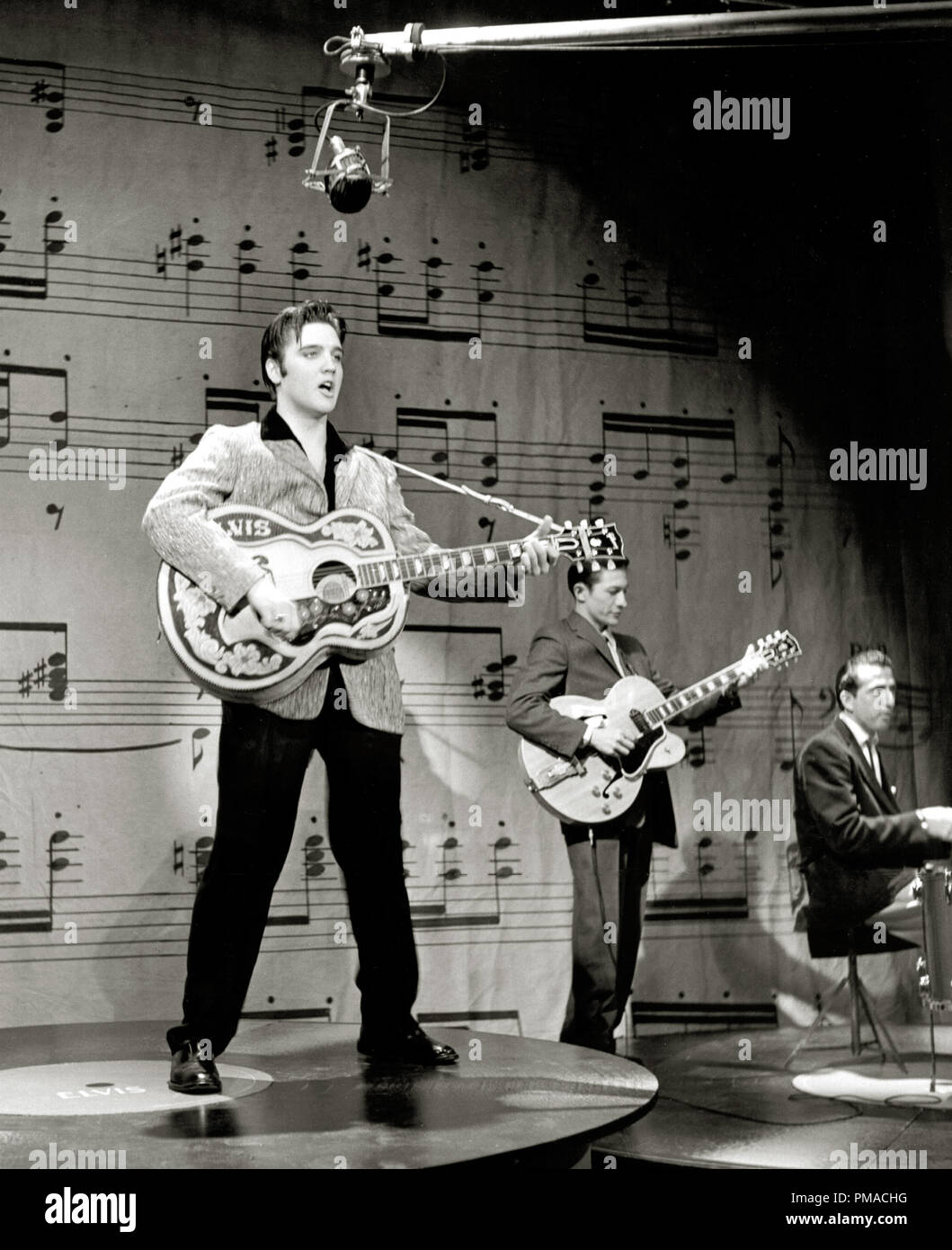 Elvis Presley during rehearsals for one of his early TV appearances on