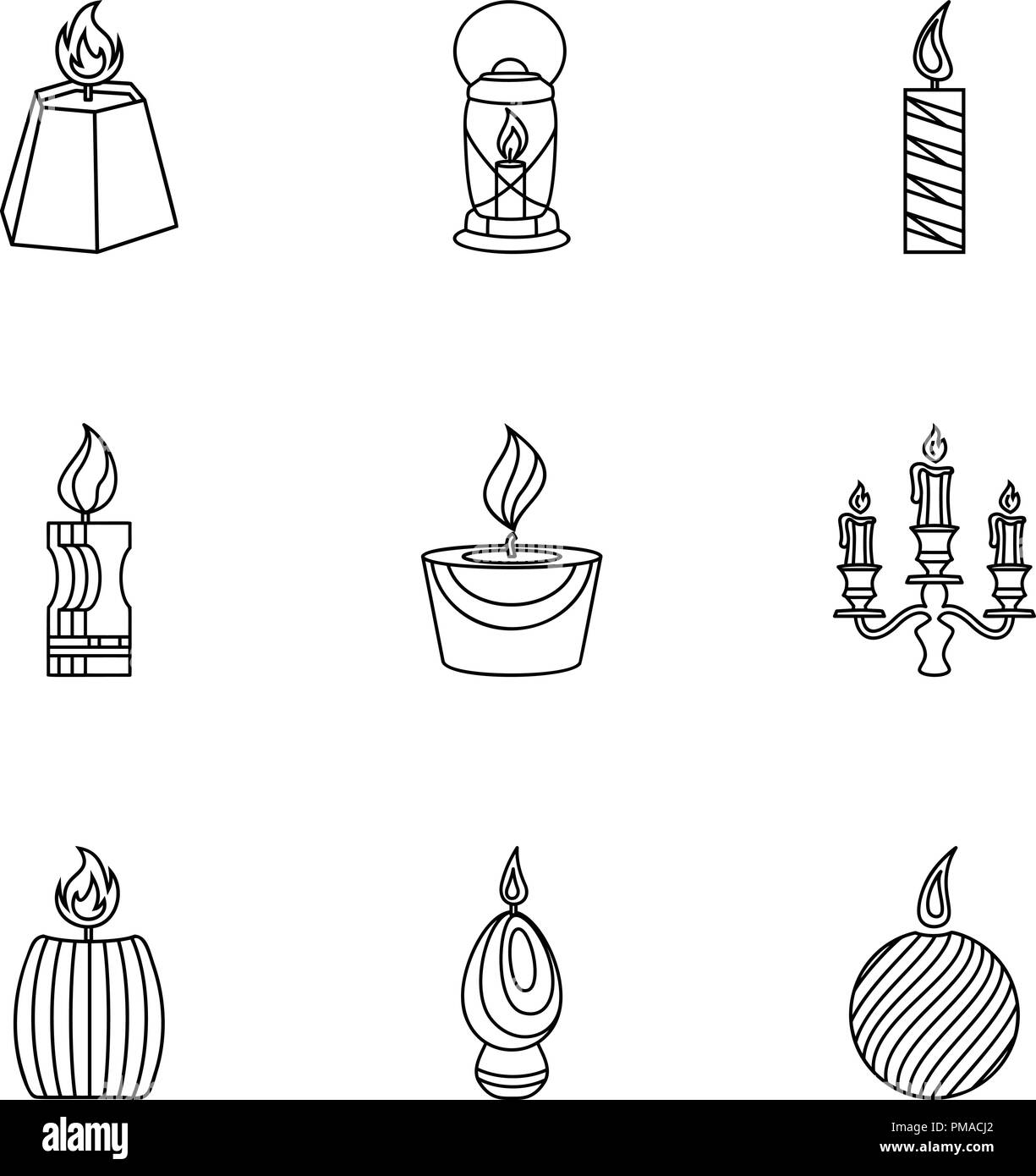 Fire icons set, outline style Stock Vector Image & Art - Alamy