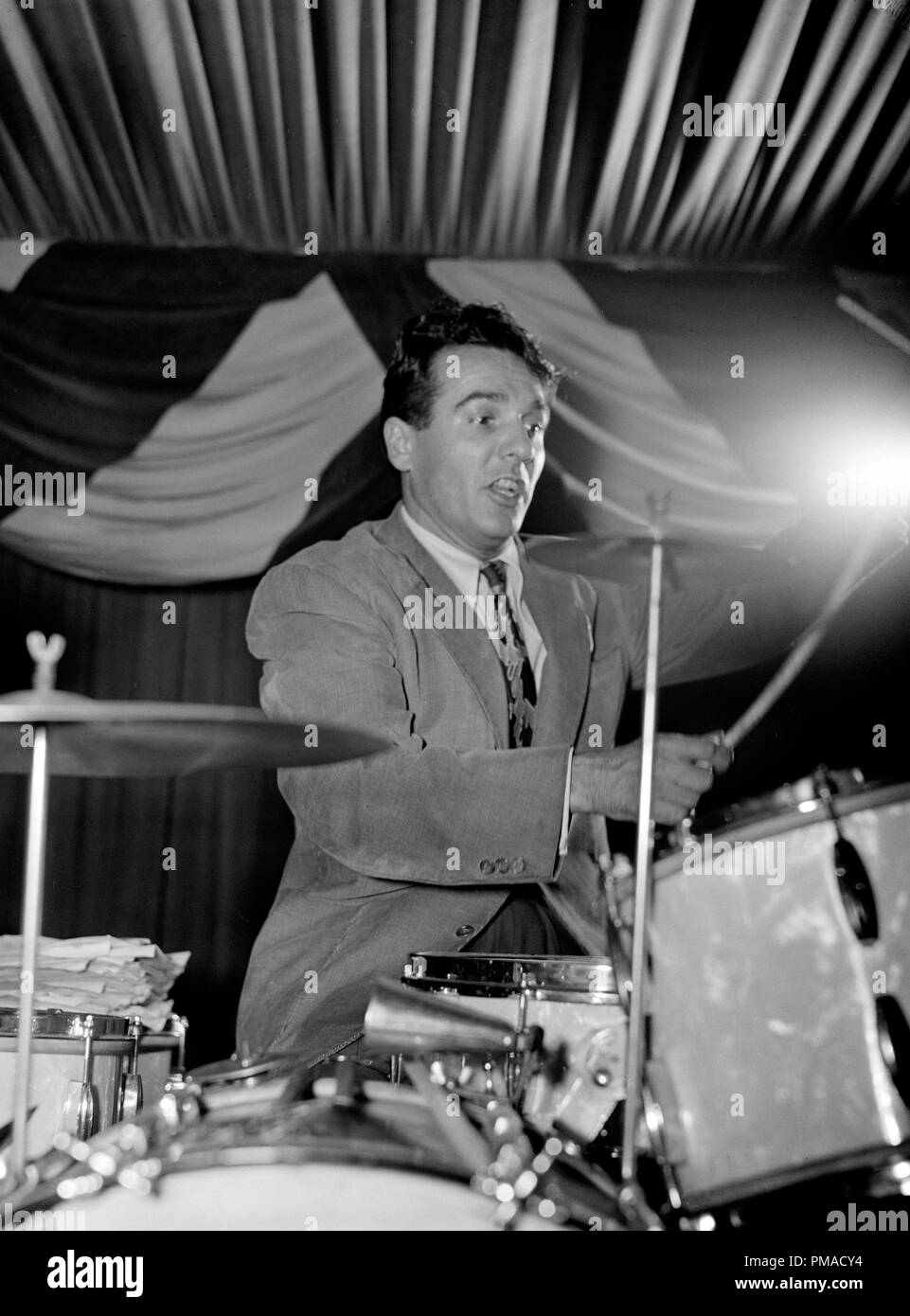 Portrait of Gene Krupa, 400 Restaurant, New York, N.Y., circa June 1946. Photo by: William P. Gottlieb File Reference # 32368 499THA Stock Photo
