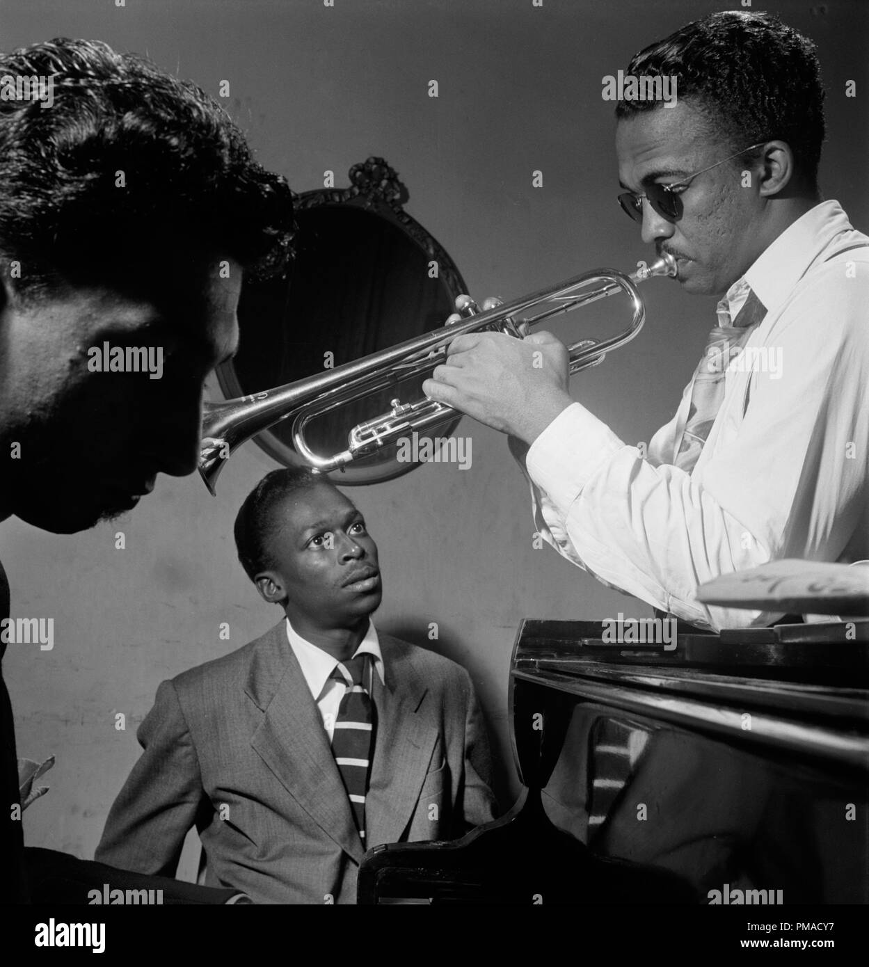 Portrait of Howard McGhee and Miles Davis, New York, N.Y., circa Sept. 1947. Photo by: William P. Gottlieb File Reference # 32368 502THA Stock Photo