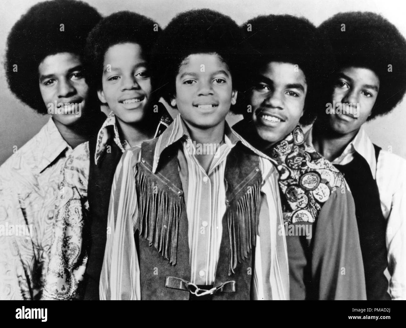 The Jackson Five (Michael Jackson, Jermaine Jackson, Marlon Jackson, Tito Jackson, Jackie Jackson) circa 1976   File Reference # 32368 582THA Stock Photo