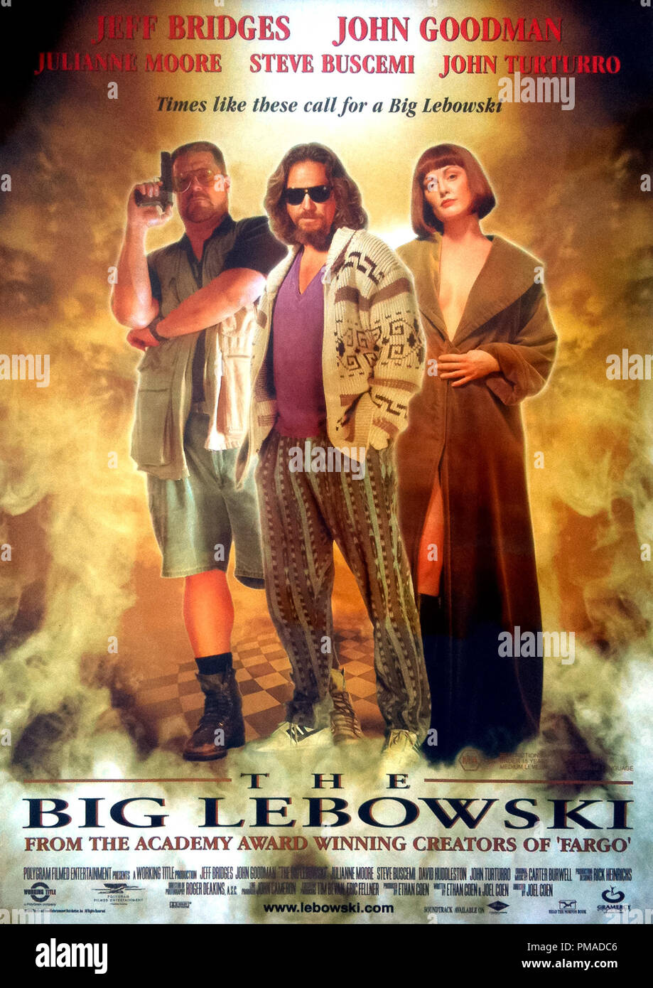 The Big Lebowski - AUstralian Poster 1998 Gramercy Pictures  Jeff Bridges, John Goodman, Julianne Moore   File Reference # 32509 055THA Stock Photo