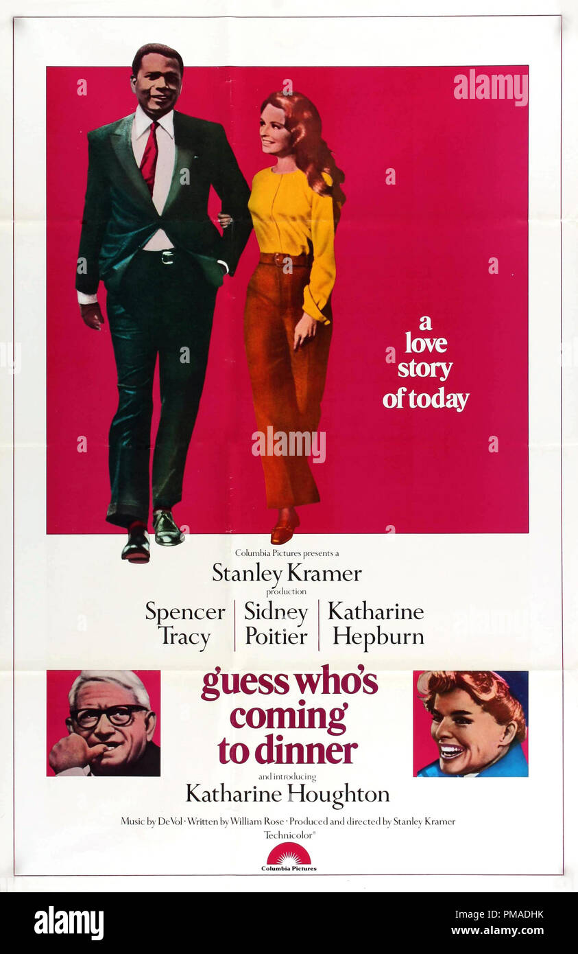 'Guess Who's Coming to Dinner' - US Poster 1970 Re-Release Columbia Pictures  Spencer Tracy, Katharine Hepburn, Sidney Poitier, Katharine Houghton  File Reference # 32509 186THA Stock Photo