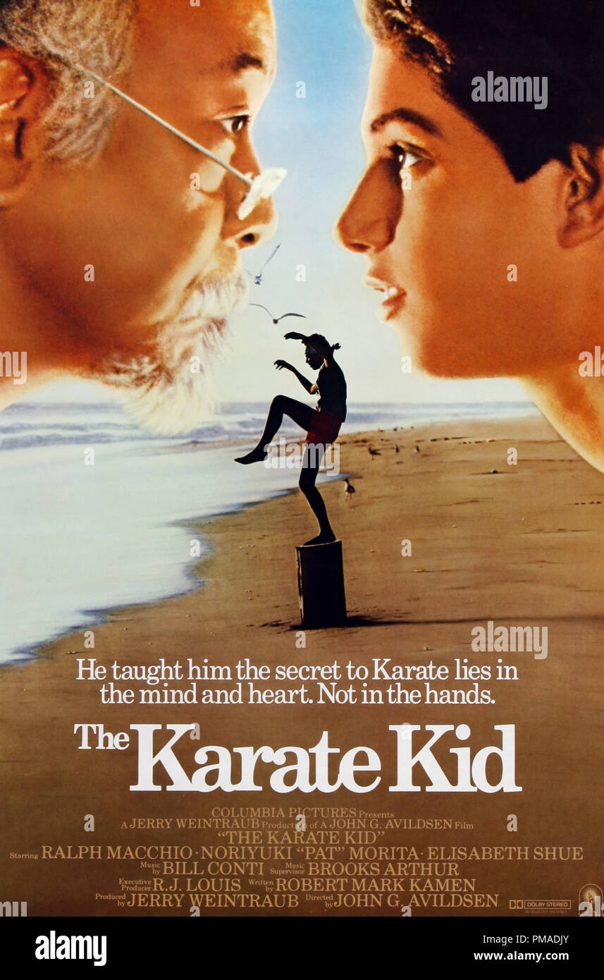 'The Karate Kid' - US Poster 1984 Columbia Pictures  Ralph Macchio, Noriyuki 'Pat' Morita  File Reference # 32509 216THA Stock Photo
