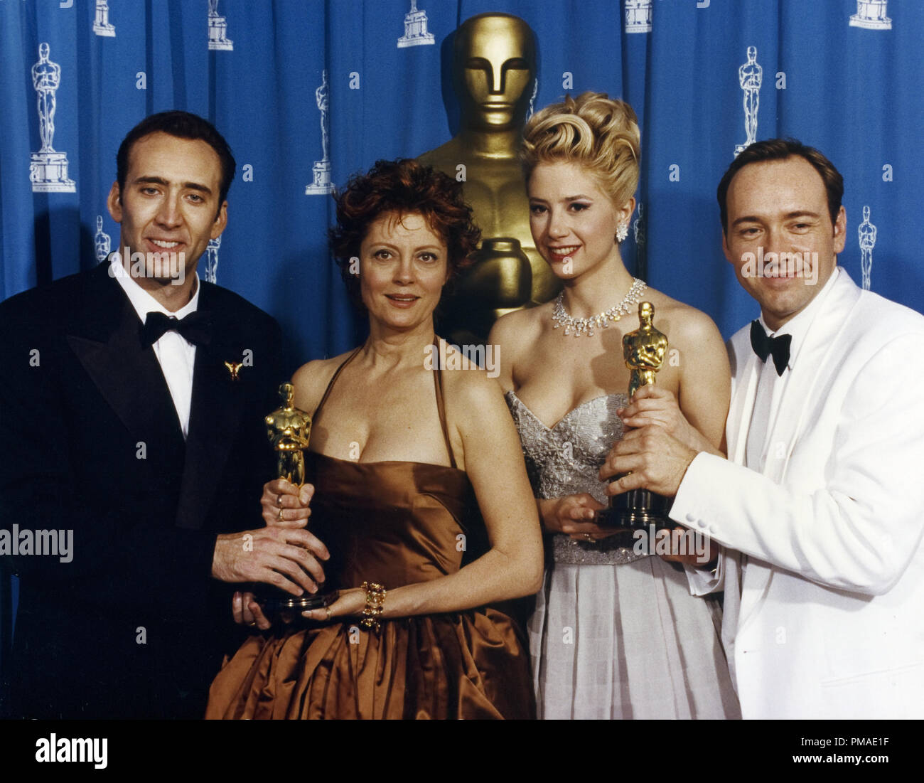 Nicholas Cage, Susan Sarandan, Mira Sorvino, and Kevin Spacey at the 68th Annual Academy Awards, 1996  File Reference # 32509 490THA Stock Photo