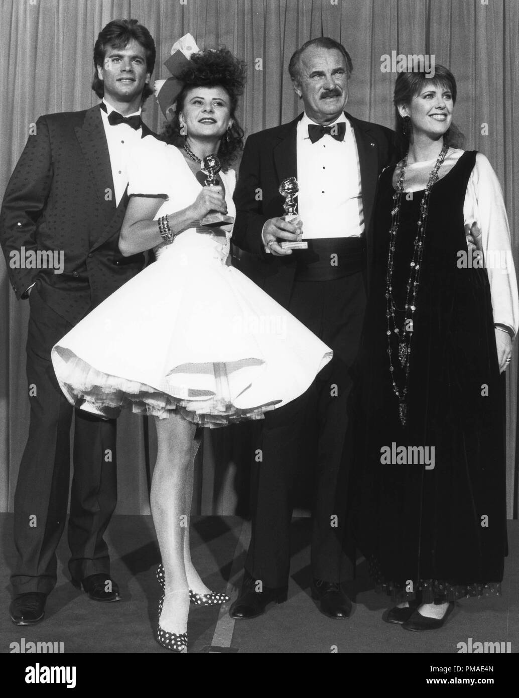 Lorenzo Lamas, Tracey Ullman, Dabney Coleman, Pam Dawber at the 45th Annual Golden Globe Awards, 1988   File Reference # 32509 570THA Stock Photo