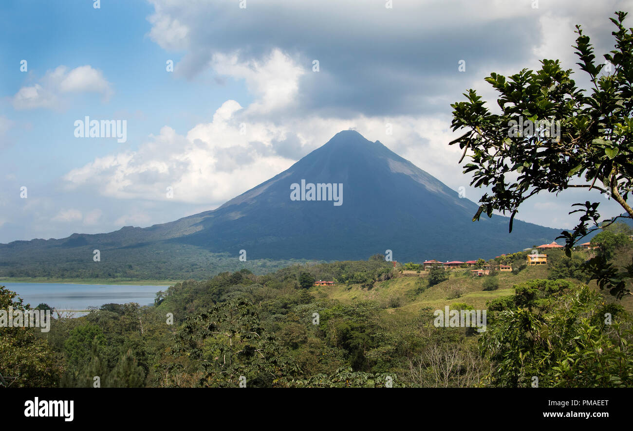 View of the Arenal Volcano from Castillo del Arenal, Costa Rica Stock Photo