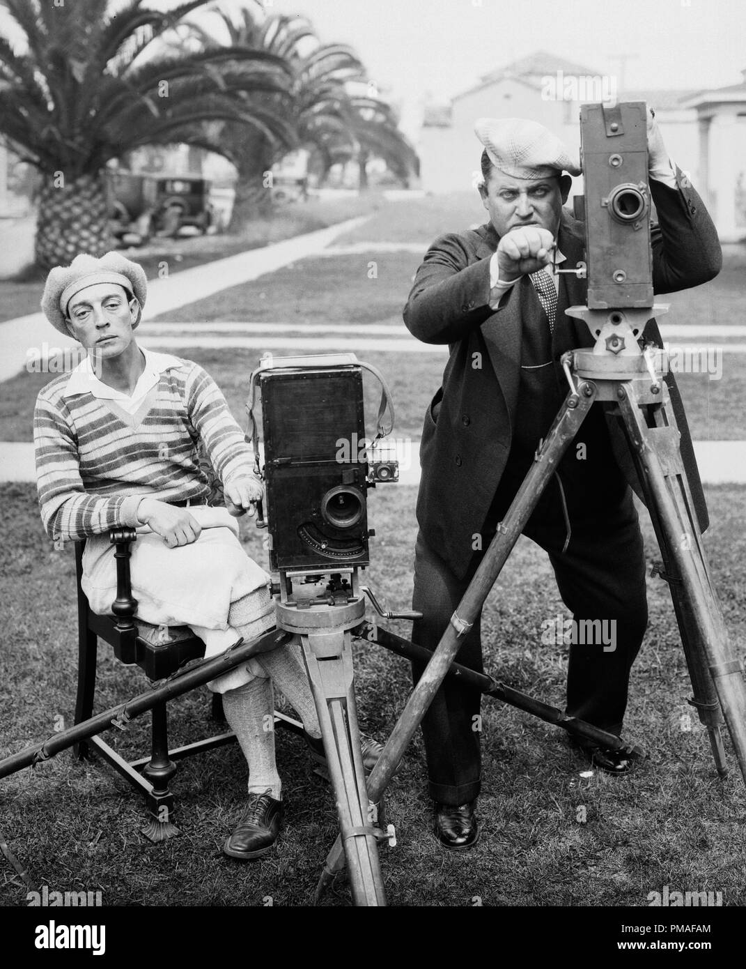 Buster Keaton with film director Edward Sedgwick, on the set of "The Cameraman" 1928 MGM File