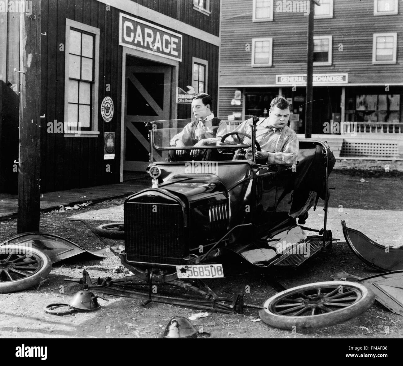 Buster Keaton and Roscoe "Fatty" Arbuckle in "The Garage" 1920