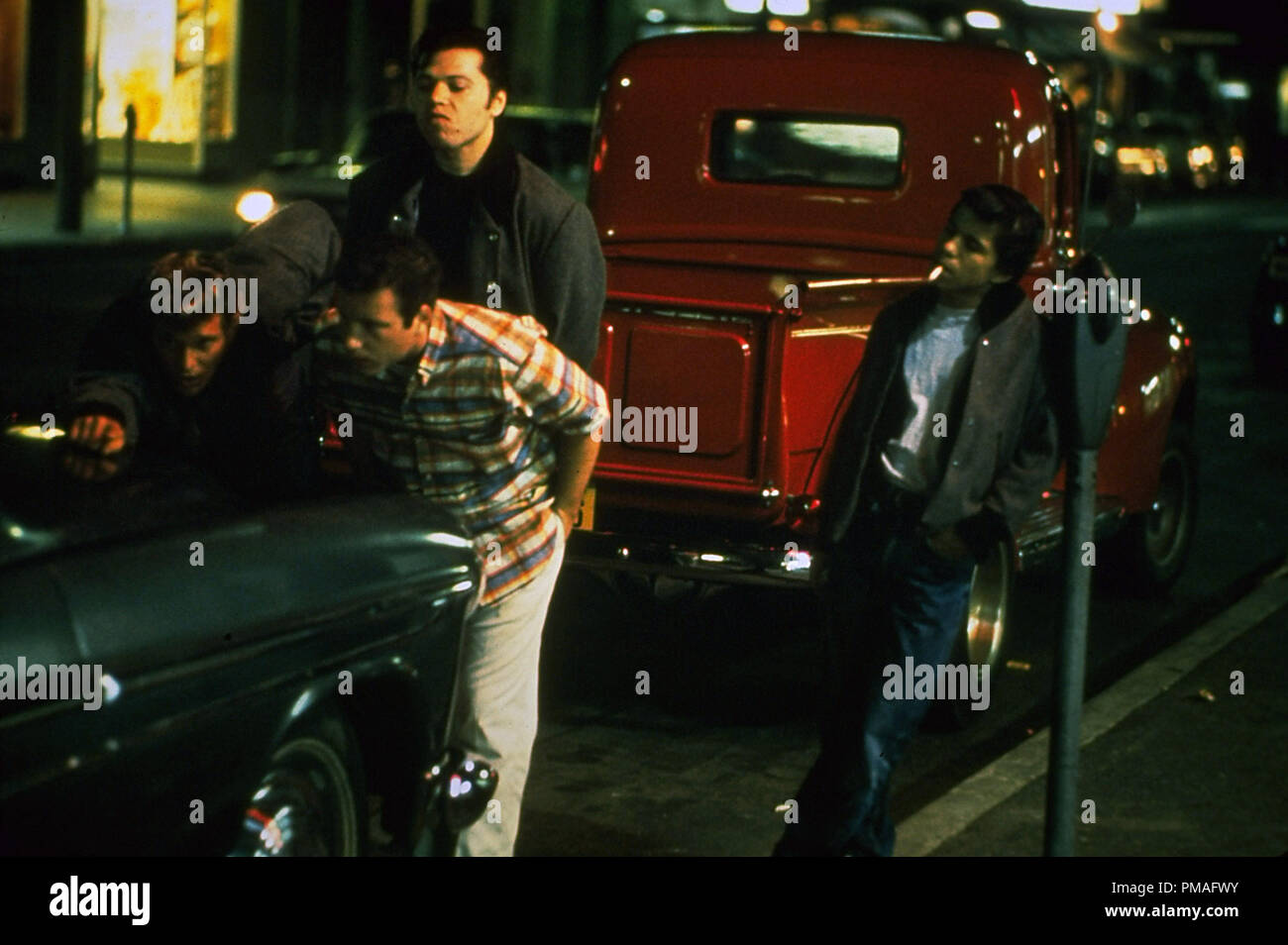 Studio released publicity film still from 'American Graffiti' Bo Hopkins, Richard Dreyfuss, Beau Gentry, Manuel Padilla Jr., 1973 Universal Pictures   File Reference # 32633 830THA Stock Photo