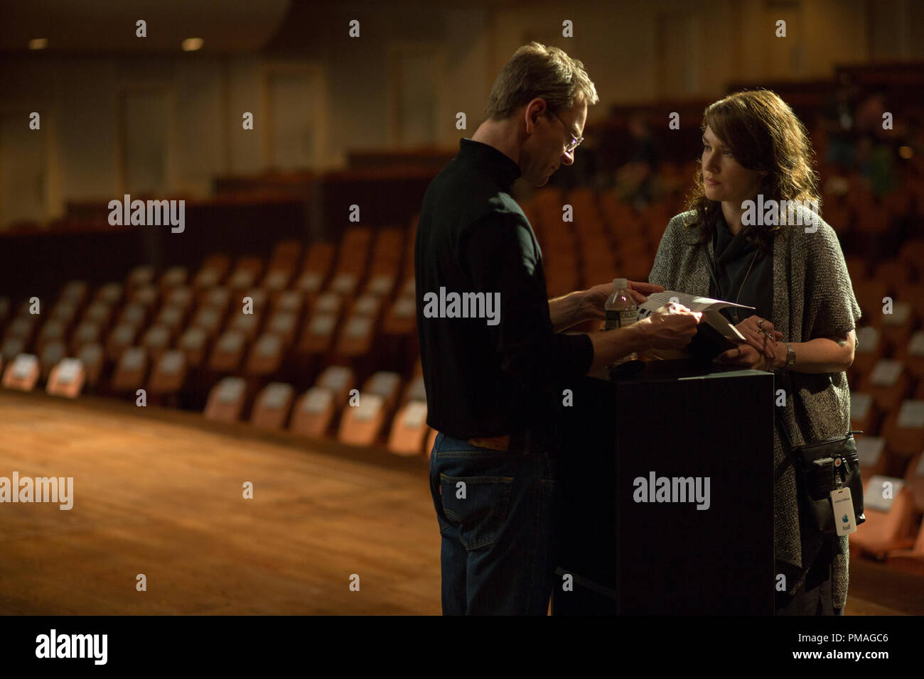 Steve Jobs (MICHAEL FASSBENDER) with Joanna Hoffman (KATE WINSLET) in