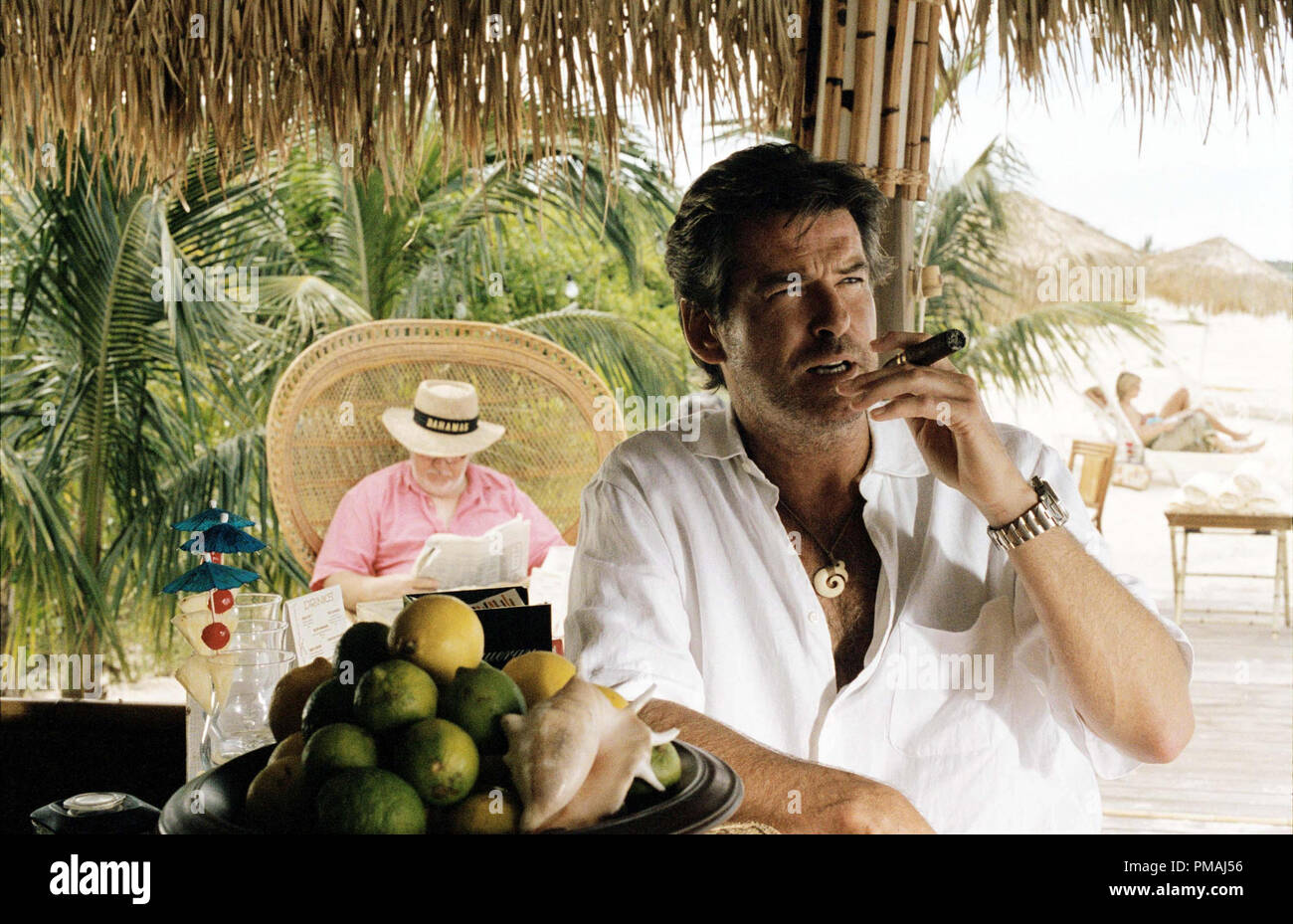 Pierce Brosnan as 'Max' adjusts quickly to his new life in the Bahamas in New Line Cinema's film After The Sunset. (2004) Stock Photo