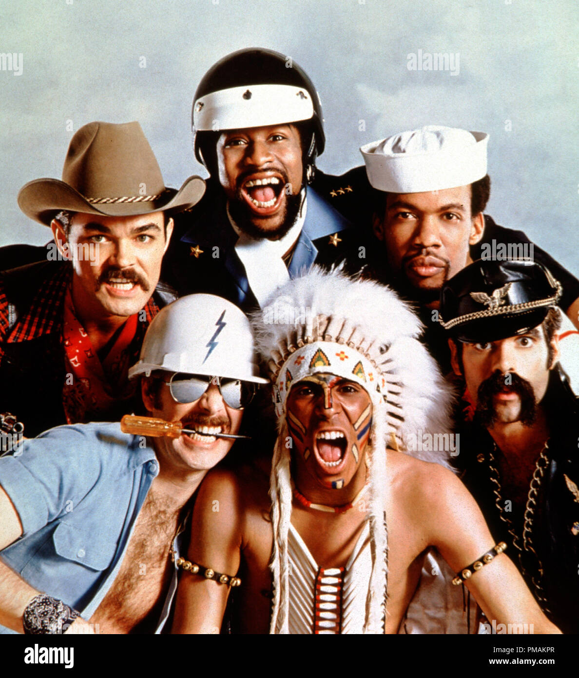 Publicity photo of the music group, 'The Village People' circa 1980    File Reference # 33300 662THA Stock Photo