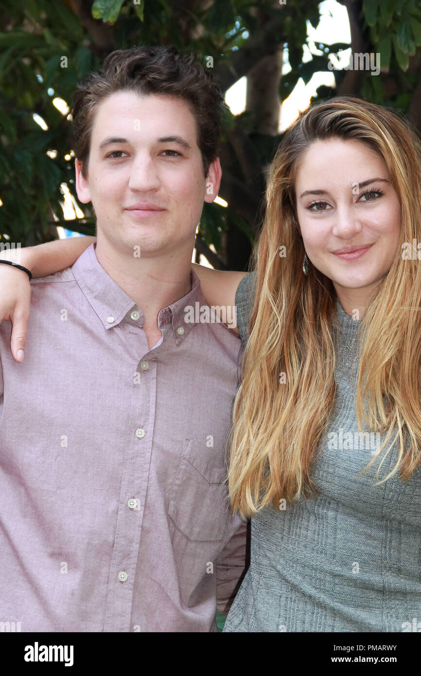 Shailene Woodley and Miles Teller   'The Spectacular Now' Portrait Session, July 29, 2013. Reproduction by American tabloids is absolutely forbidden. File Reference # 32075 032JRC  For Editorial Use Only -  All Rights Reserved Stock Photo