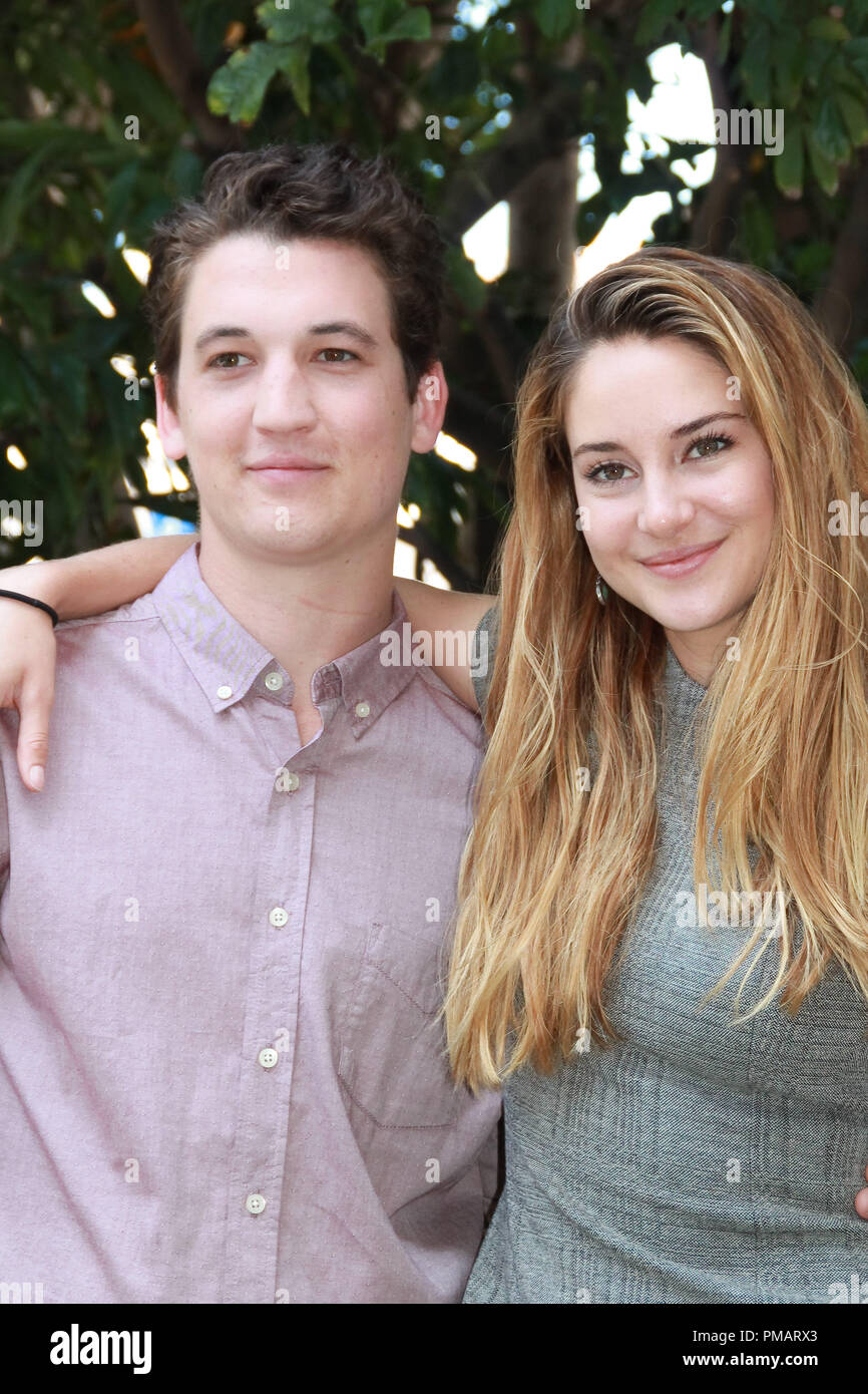 Shailene Woodley and Miles Teller   'The Spectacular Now' Portrait Session, July 29, 2013. Reproduction by American tabloids is absolutely forbidden. File Reference # 32075 033JRC  For Editorial Use Only -  All Rights Reserved Stock Photo