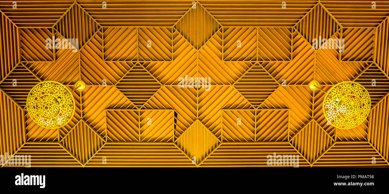geometric wooden ceiling. architecture and interior background Stock Photo Alamy