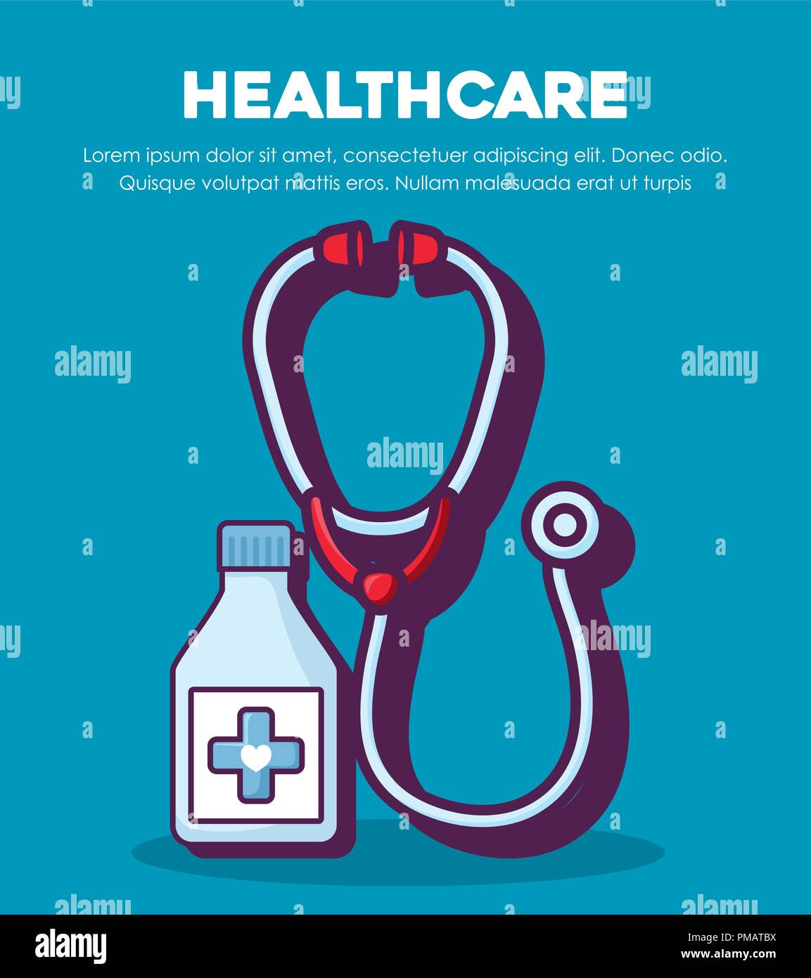 Infographic of healthcare concept with stethoscope icon over blue  background, colorful design. vector illustration Stock Vector Image & Art -  Alamy