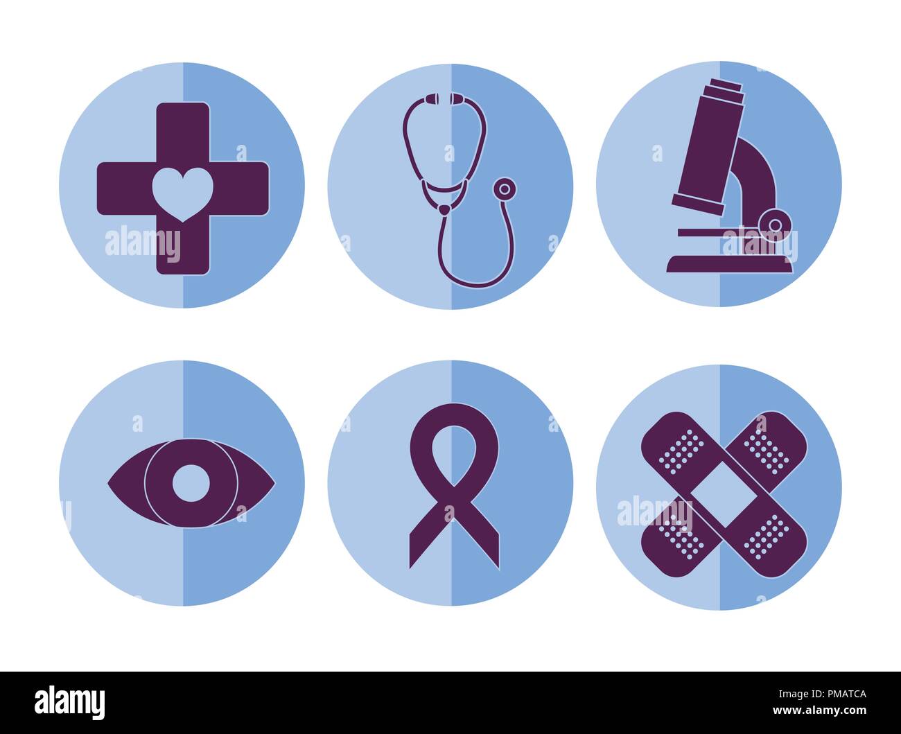 First aid icon set over blue circles and white background, vector