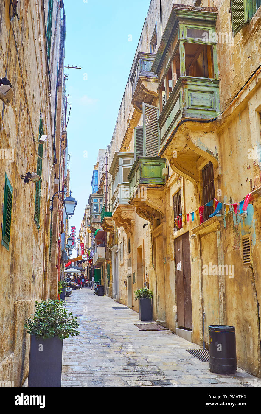 VALLETTA, MALTA JUNE 17, 2018 The legendary Strait street with bars