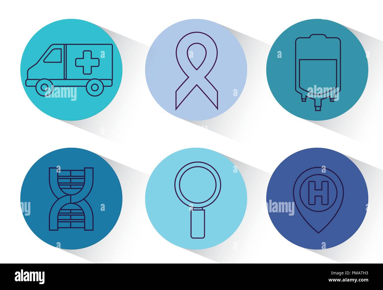 First aid icon set over colorful circles and white background, vector ...