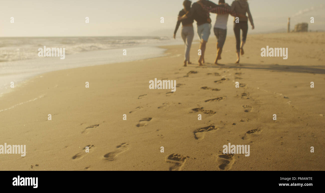 Friends walking on the beach together Stock Photo - Alamy