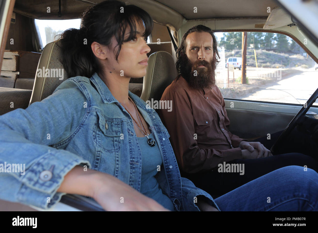 THE BRIDGE - 'Goliath' - Episode 8 (Airs, Wednesday, August 27, 10:00 pm e/p) Pictured: (L-R) Stephanie Sigman as Eva, Thomas M. Wright as Steven Linder. CR: Byron Cohen/FX Network Stock Photo