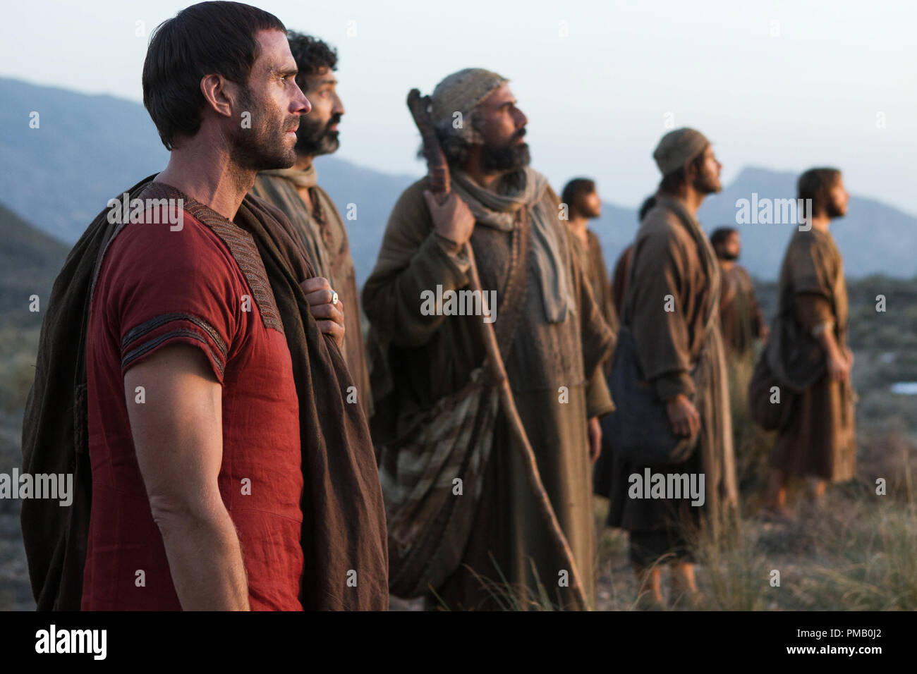 Clavius (Joseph Fiennes) with Jesus' disciples, witnesses a miracle in