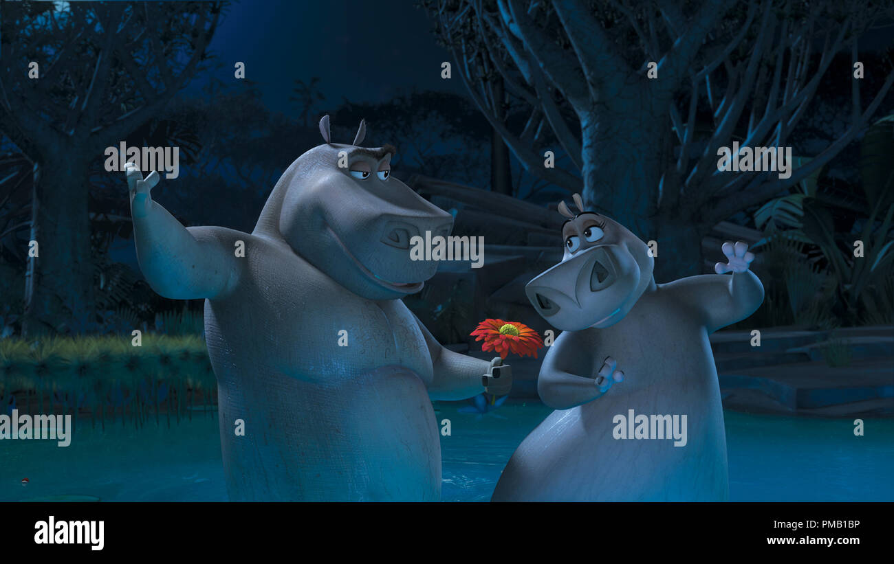 Left to right) Romance is in the air for watering hole lothario Moto Moto  (will.i.am) and Gloria the Hippo (JADA PINKETT SMITH) in DreamWorks'  “Madagascar: Escape 2 Africa.” Madagascar: Escape 2 Africa (