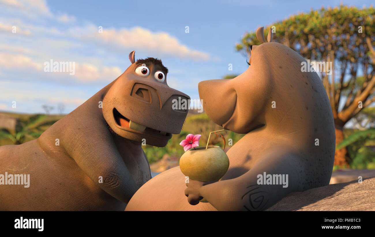 (Left to right)  Romance is in the air, as watering hole lothario Moto Moto (will.i.am) woos Gloria the Hippo (JADA PINKETT SMITH) in DreamWorks’ “Madagascar: Escape 2 Africa.”   'Madagascar: Escape 2 Africa' (2008) DreamWorks Animation L.L.C Stock Photo