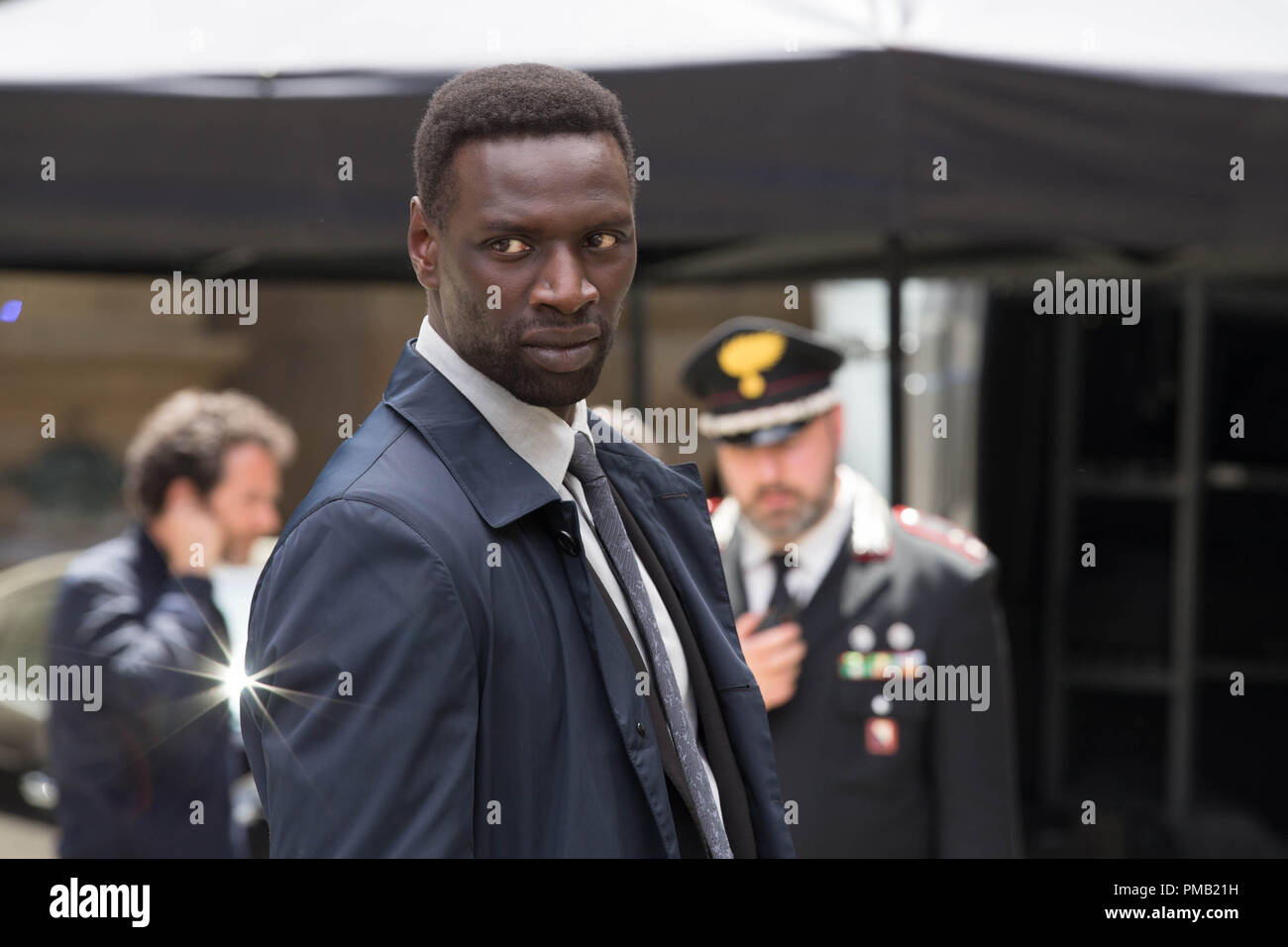 Omar Sy in Columbia Pictures' 'Inferno,' starring Tom Hanks and Felicity Jones. (2016) Stock Photo