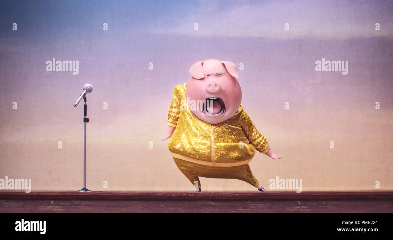 NICK KROLL voices boisterous German pig Gunter in the event film 'Sing,' from Illumination Entertainment and Universal Pictures. (2016) Stock Photo