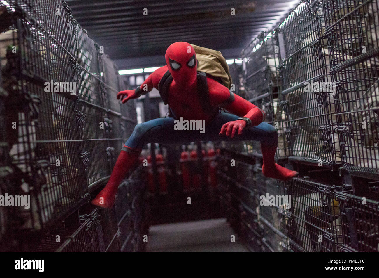 Tom Holland stars as Spider-Man in Columbia Pictures' SPIDER-MAN™: HOMECOMING. (2017) Stock Photo